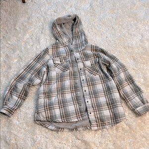 Plaid Hooded Women’s Shacket Size M